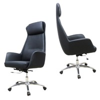 Chaise de bureau ergonomique Mermaid avec cadre en bois, dossier haut réglable, revêtement en cuir PU, chaise de réunion confortable pour une utilisation sédentaire, pivotante