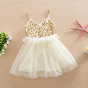 ชุดเดรสเด็กแฟชั่นประดับเลื่อมสีทองสุดหรูสำหรับเด็กขายส่ง - Product Image 4