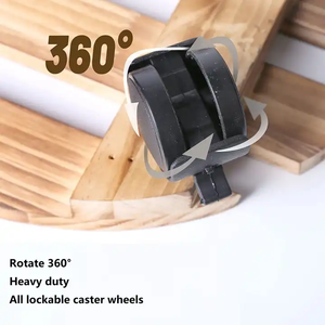 <span class=keywords><strong>Support</strong></span> de plantes moderne écologique en bois rond à quatre roues amovibles de haute qualité avec <span class=keywords><strong>roulettes</strong></span> métalliques verrouillables - Product Image 3