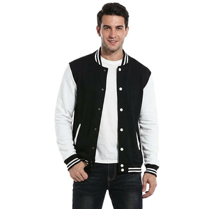 OEM Custom Letterman Bomber <b>Jacket</b> for <b>Men</b> <b>White</b> Black Baseball Versity <b>Jackets</b> with Chenille Embroidery Winter Wool Fabric - Product Image 1