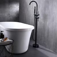 Haute qualité cascade double poignée baignoire plancher autoportant mitigeur de bain robinets de baignoire avec main
