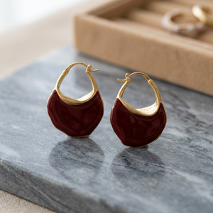 Boucles d'oreilles créoles tendance pour femmes en alliage de zinc, finition dorée, design géométrique 192783 - Product Image 3
