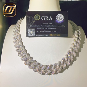 VVS Moissanite Diamond Pass Diamond Tester Hip Hop Jewelry Sterling Silver 925 Hip Hop 18MM <b>Iced</b> <b>Out</b> Cuban Link <b>Chain</b> Necklace - Product Image 4