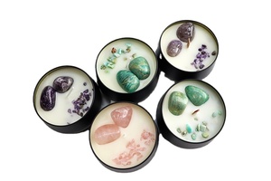 Candela <span class=keywords><strong>in</strong></span> vaso di cera di soia con <span class=keywords><strong>pietra</strong></span> colorata lucky stone factory a buon mercato can DIY - Product Image 5