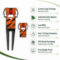 Outil de réparation de divots de golf personnalisé avec logo, marqueur de balle magnétique, outil de divot en métal émaillé, cadeau OEM en gros