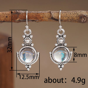 Orecchini Pendenti Stile Bohémien con Pietra di Luna per Donne, Gioielli Vintage alla Moda - Product Image 3