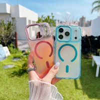 Étui de téléphone magnétique de luxe à dégradé laser pour iPhone 17 16 15 Pro Max, coque scintillante irisée pour Samsung S24 Ultra