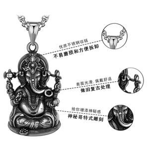 Colgante de Buda de Acero de Titanio Tailandés Hecho a Mano Original, Collar con Colgante de Buda y Elefante, Estilo Retro, Color Acero - Product Image 2