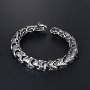<b>Titanium</b> Steel Cast Scale Pattern Bracelet Spike <b>Chain</b> Geometric Men's Jewelry Gift CE245 - Product Image 2