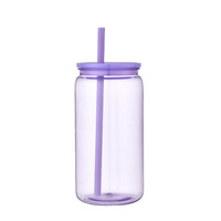 Gobelets en plastique personnalisés avec couvercles et pailles colorées, 16 oz, à paroi simple, pour boissons, bouteilles en plastique, cadeaux promotionnels publicitaires
