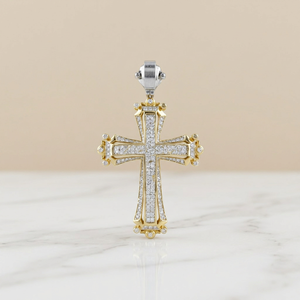 Starspire Hip Hop Iced Out <b>Cross</b> Pendant Moissanite <b>Charm</b> Jesus on <b>Cross</b> Yellow Gold Plated S925 Sterling Silver Custom Jewelry - Product Image 3