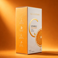 Boîte pliante de luxe pour produits de soin de la peau, sérum éclaircissant à la vitamine C 30 ml avec laminage mat, gaufrage et doublure en éponge