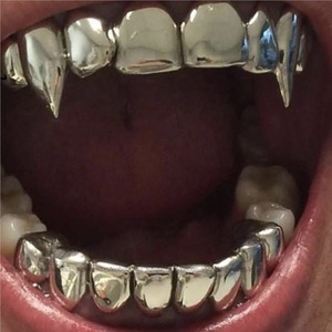 Ma Cà Rồng niềng răng kẽ răng grilz Halloween hip-hop răng vàng lớn trang sức hip-hop Phụ Kiện Vàng Bạc nguyên chất - Product Image 6