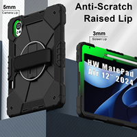 Étui robuste anti-chute pour Huawei MatePad Air 12 2024 2025 avec support rotatif à 360°, dragonne, bandoulière et porte-stylet bicolore