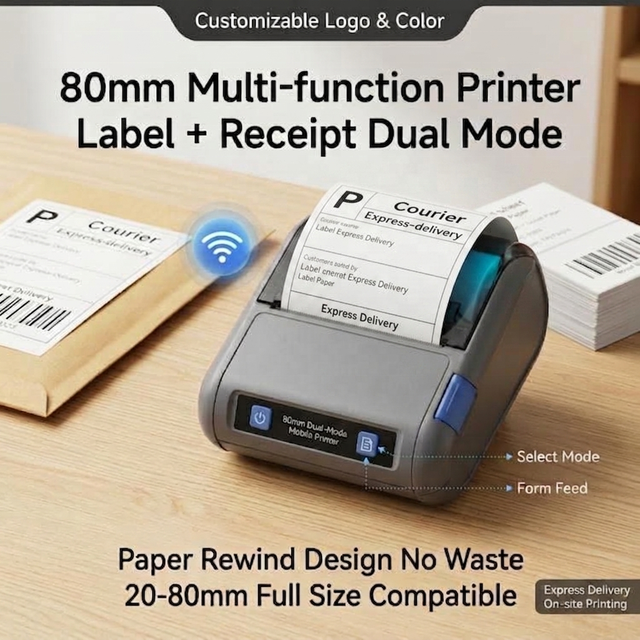 3 Inch Mini Portable Mobile Thermal Receipt Printer 80mm Wireless IOS / Android Handheld Label Printer
