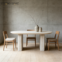 Ensemble table et chaises de salle à manger de luxe en fibre de verre avec impression travertin Wabi Sabi moderne, table à manger 4 places pour la maison