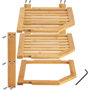 Trépied d'angle multifonctionnel pliable en <span class=keywords><strong>bambou</strong></span> à 3 niveaux pour organiser les épices et les condiments de cuisine, supports et étagères de rangement - Product Image 3