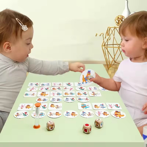 เกมลูกเต๋าไม้จับคู่ไดโนเสาร์ซิร์คัส พร้อมแฟลชการ์ด เกมต่อสู้ เสริมสร้างตรรกะและการคิด ของเล่นเสริมพัฒนาการแบบอินเทอร์แอคทีฟสำหรับพ่อแม่ลูก - Product Image 3