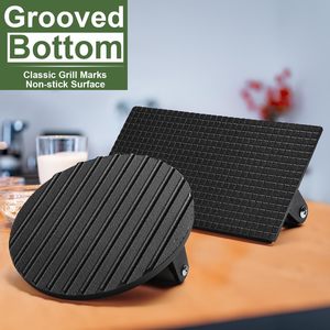 Presse à viande, steak et burger robuste en fonte, écologique et durable, pour gril, presse à bacon avec poignée en bois pour barbecue extérieur - Product Image 4