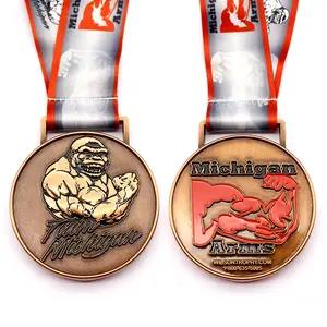 Promotional Custom Design Russian Sports Gold Silver Bronze 1St 2Nd 3Rd Weight Lifting 3D Medal Weightlifting Game Medal
