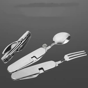 Ustensiles de camping, couverts détachables, kits multi-outils, cuillère, fourchette, couteau, ouvre-bouteille, couverts pliables portables pour les voyages et la randonnée - Product Image 2