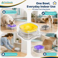 Bol d'eau pour animaux de compagnie en ABS anti-éclaboussures de 2 litres avec plateau flottant à boisson lente et filtre amovible pour chiens et chats, utilisation en intérieur