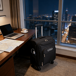 מזוודת טרולי קלה עם לוגו בהתאמה אישית, מזוודה רכה, מזוודת עלייה למטוס, לנסיעות עסקים ופנאי, סיטונאי מהמפעל - Product Image 1