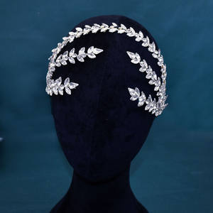 Diadema de novia americana europea, banda para el pelo con diamantes de imitación para fiestas de boda, accesorios para el cabello con forma hueca, sin presión - Product Image 3