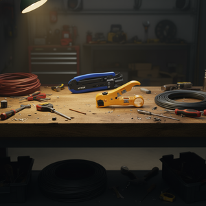 Kit d'outils de sertissage de câbles coaxiaux Vevor 23 AWG, entrée frontale, en acier inoxydable chromé, pour bricolage - Product Image 2