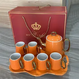 Home living room high temperature resistant Nordic water ware ceramic cup set large size teapot tea tray