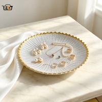 LiKang Glazen Gouden Geplooide Rand Onderborden Radiale Craquelé Glazuur Modern Design Ecologisch Bruiloft Feest Huisdecoratie