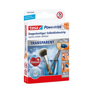 Tesa Powerstrips Bandes de suspension transparentes/transparentes auto-adhésives amovibles pour images ou affiches-8 bandes - Product Image 1