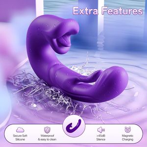 Vibratore <span class=keywords><strong>Dildo</strong></span> 3 in 1 con Controllo APP per Stimolazione Linguale e Clitoridea, Giocattolo Sessuale per Masturbazione Femminile, Vibratore <span class=keywords><strong>Dildo</strong></span> Anale e Clitorideo - Product Image 4