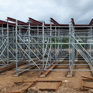 ระบบนั่งร้านแบบลอนล็อครับน้ำหนักได้สูงพร้อมพื้นผิวชุบสังกะสีเหล็ก Q235สำหรับรองรับโครงสร้างและรองรับแรงกระแทก - Product Image 4