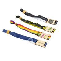 Bracelet en polyester tissé RFID avec impression intégrale, personnalisable, en bois de tilleul et bambou, respectueux de l'environnement