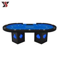 Table de poker Texas Hold'em de luxe moderne pour casino, avec éclairage LED, nappe personnalisable, écologique et durable, de la marque YS Professional.