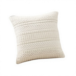 Housse de coussin en coton tricoté, motif géométrique carré, style bohème, lavable, non toxique, broderie personnalisable, décorative - Product Image 1
