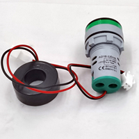 Panel Meter Digital Mini 22mm Dual LED Volt/Ammeter Bahan ABS Lampu Latar Merah IP53 Akurasi 0.5 100A Maks Fase Tunggal