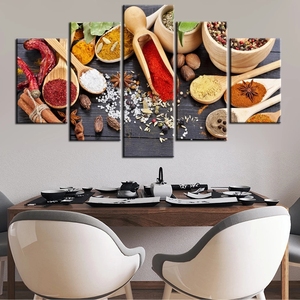 <span class=keywords><strong>Cucina</strong></span> immagine decorazione della parete 5 pezzi cucchiaio Vintage tela Wall Art cibo foto tela murale - Product Image 4