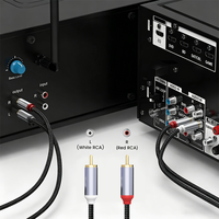 Kabel Audio RCA Ganda Portabel Merah dan Putih Kabel Konversi Splitter Y 2-ke-2 Kepala Lotus Ganda untuk Amplifier Audio CD DVD TV