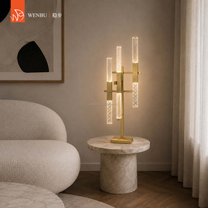 Lampe de table de luxe Cluster Lead Glass en or champagne brossé pour salon de villa - Product Image 2