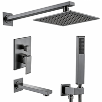 Ensemble de robinetterie de douche encastrée multifonction pour baignoire, avec douchette à main, pommeau de douche cascade et fonction pluie