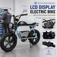 Vélo électrique à écran LCD, pneus larges, style cyclomoteur rétro, avec porte-bagages arrière et batterie amovible pour concessionnaires et fournisseurs OEM