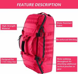 Sac de sport tactique en denim 55L 3-en-1 avec fermeture éclair, sac à dos tactique MOLLE pour le sport, la gym et les activités de plein air, rouge - Product Image 4