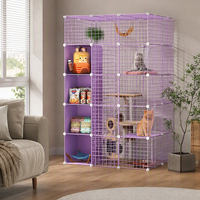 Offre Spéciale : Grande Cage à Chat en Fer à Trois Niveaux avec Compartiment de Rangement, Idéale pour Chats et Chatons