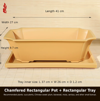 Pot de fleurs rectangulaire en résine pour extérieur, jardin, usage domestique, style chinois, base de pot pour bonsaï Bougainvillea Montagne Verte