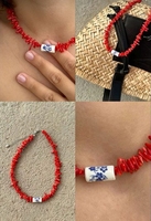 2025 printemps nouvelle mode unisexe mignon Style en céramique collier lien chaîne naturel corail en forme de perle fleur Personalidade tout