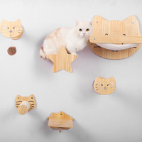 Meubles muraux modernes de luxe écologiques, étagères murales flottantes en bois pour chat, hamac en sisal, perchoirs, carton emballé