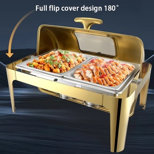 Juego de <span class=keywords><strong>Buffet</strong></span> Eléctrico de Acero Inoxidable de 9L con Tapa Enrollable, Recipiente Rectangular para Mantener la Comida Caliente con Ventana de Vidrio para Uso en Hoteles/Fiestas - Product Image 2