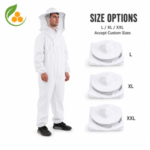 Traje de Apicultura Blanco de Cuerpo Entero, Mono de Apicultura con Velo Redondo, Equipo de Protección Anti-Picaduras para Apicultores - Product Image 4